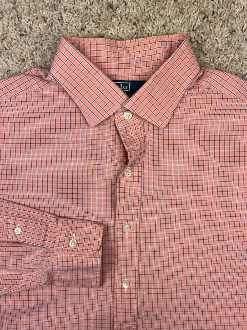 Polo Ralph Lauren Regent Classic Fit Peach Orange Long Sleeve Button Up 17 34 35